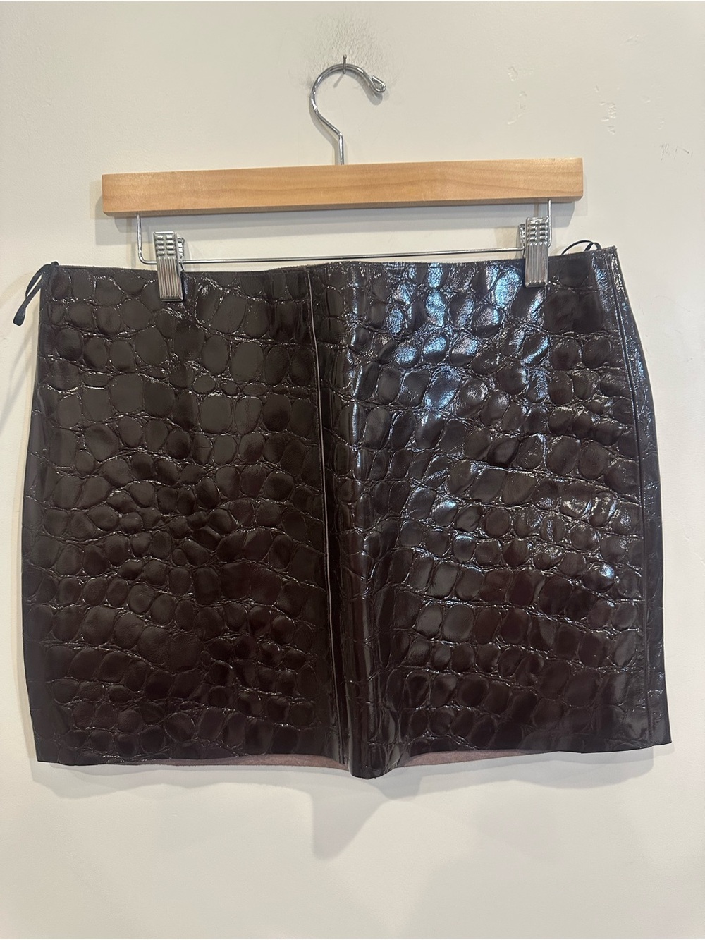 Zara leather collection croc embossed skirt
